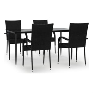 Afuera Living Poly Rattan Standard Foldable Garden Dining Set in Black