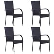 Afuera Living Poly Rattan Standard Foldable Garden Dining Set in Black