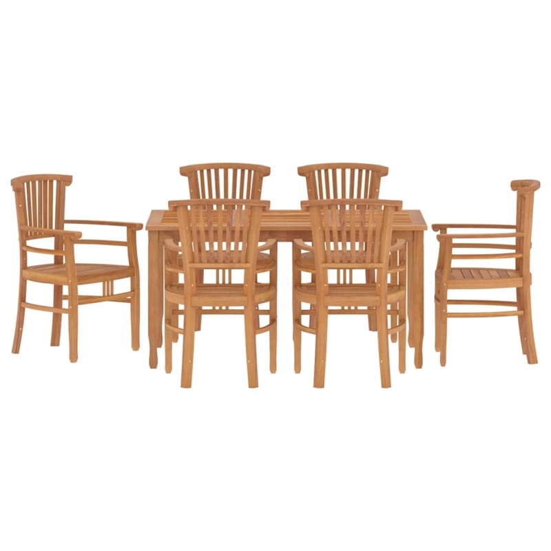 Afuera Living Solid Teak Wood Large Durable Garden Dining Set in Brown