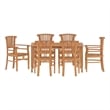 Afuera Living Solid Teak Wood Large Durable Garden Dining Set in Brown