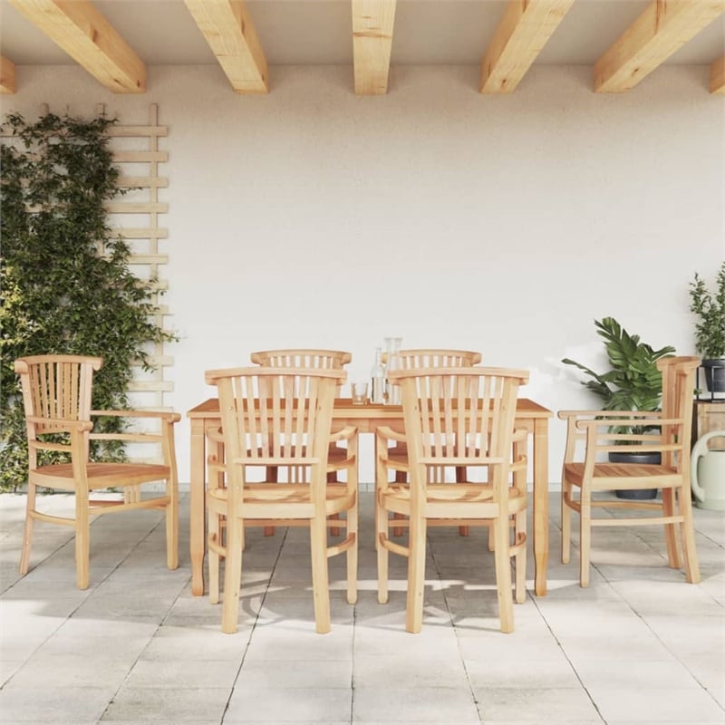 Afuera Living Solid Teak Wood Large Durable Garden Dining Set in Brown