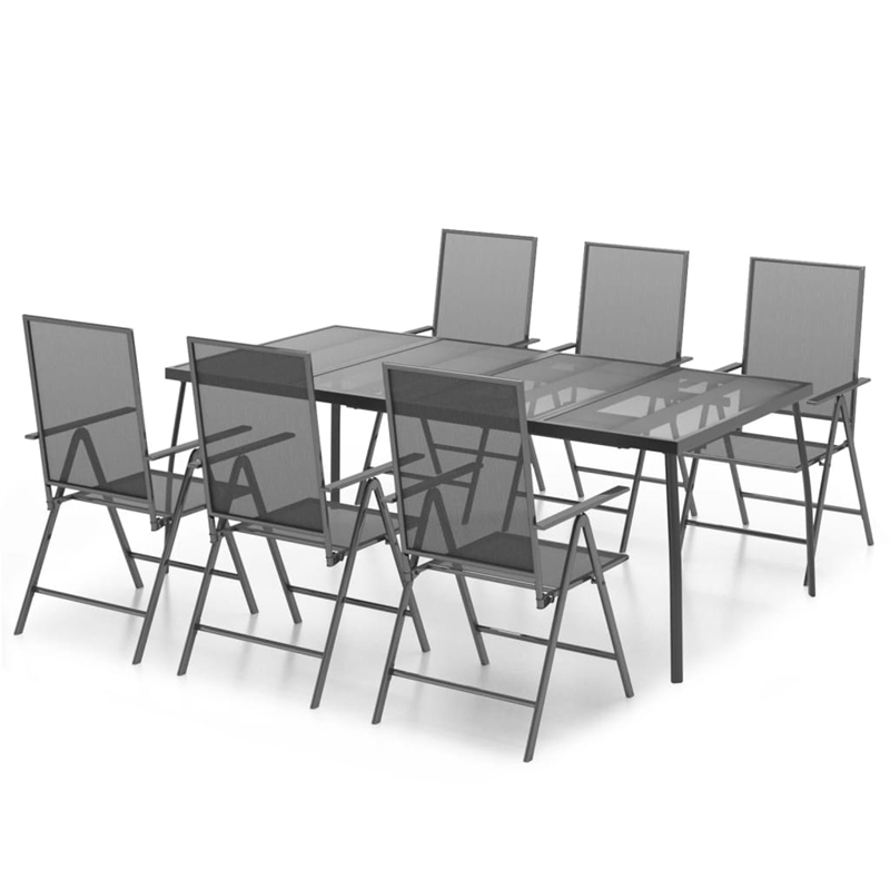 Afuera Living Powder-Coated Steel Garden Dining Set in Anthracite/Gray