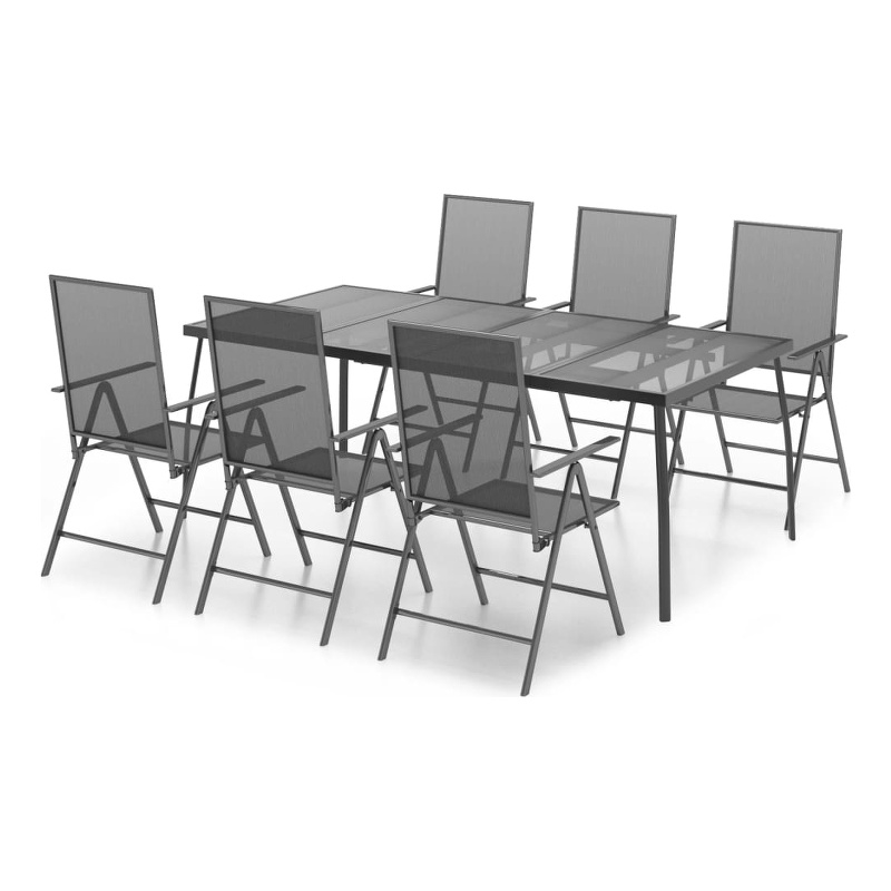 Afuera Living Powder-Coated Steel Garden Dining Set in Anthracite/Gray