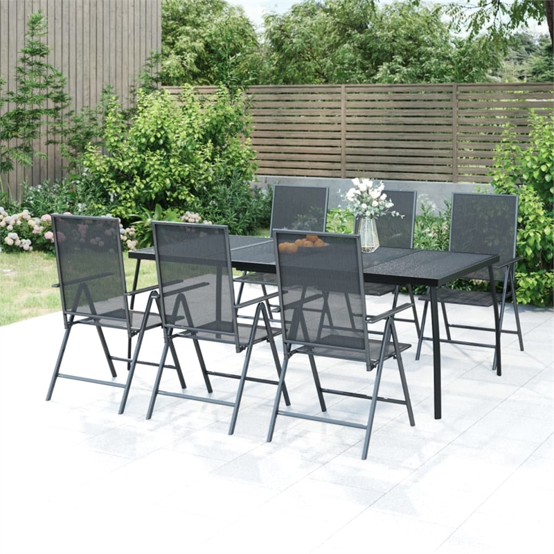 Afuera Living Powder-Coated Steel Garden Dining Set in Anthracite/Gray