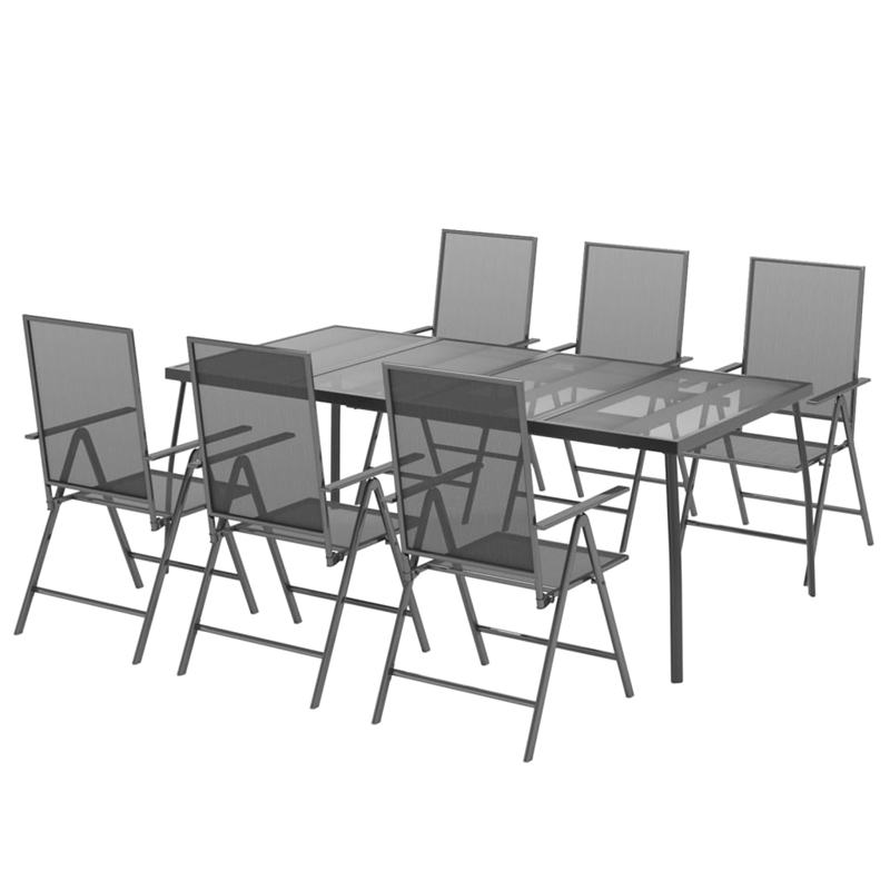 Afuera Living Powder-Coated Steel Garden Dining Set in Anthracite/Gray