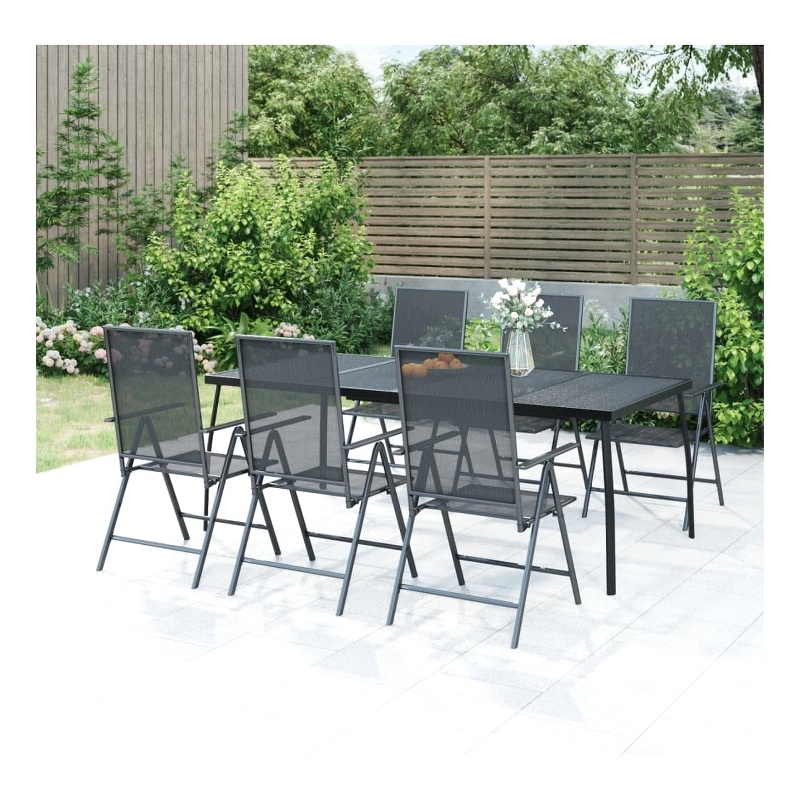 Afuera Living Powder-Coated Steel Garden Dining Set in Anthracite/Gray