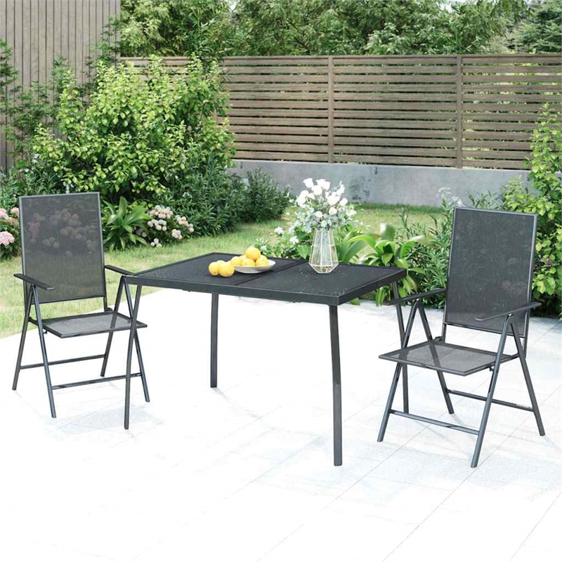 Afuera Living Steel Medium Foldable Garden Dining Set in Anthracite/Gray