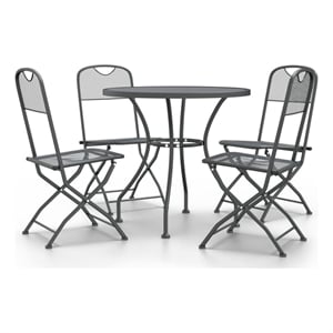 Afuera Living Expanded Metal Mesh Medium Foldable Dining Set in Anthracite/Gray
