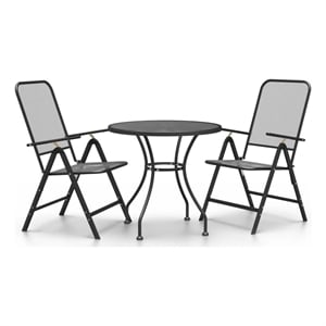 Afuera Living Expanded Metal Mesh Medium Foldable Dining Set in Anthracite/Gray