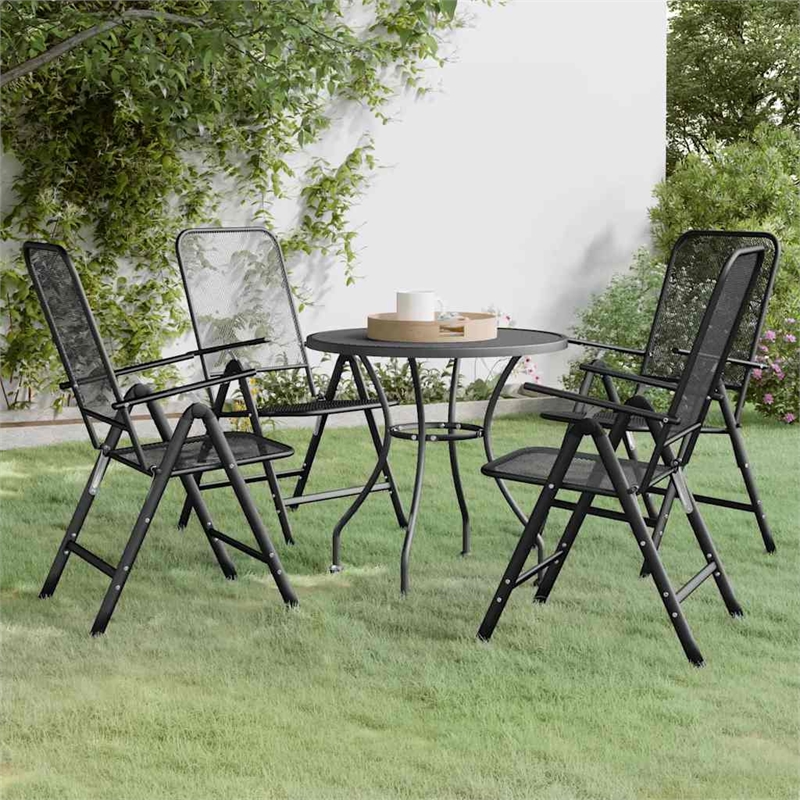 Afuera Living Contemporary Garden Dining Set in Anthracite/Gray