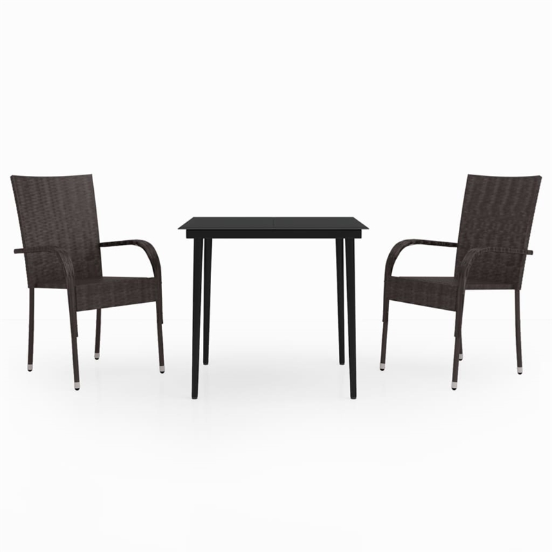 Afuera Living Contemporary Garden Dining Set in Brown and Black