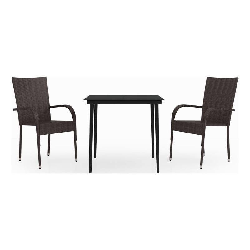 Afuera Living Contemporary Garden Dining Set in Brown and Black