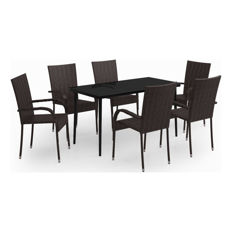 Afuera Living Contemporary Garden Dining Set in Brown and Black