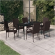 Afuera Living Contemporary Garden Dining Set in Brown and Black