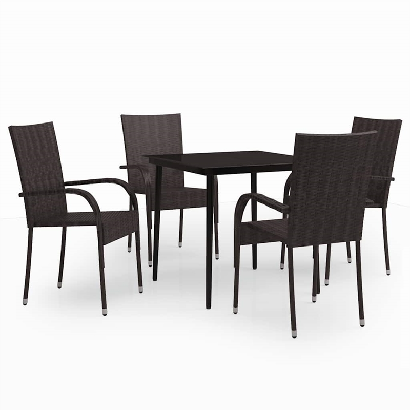 Afuera Living Contemporary Garden Dining Set in Brown and Black