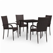 Afuera Living Contemporary Garden Dining Set in Brown and Black