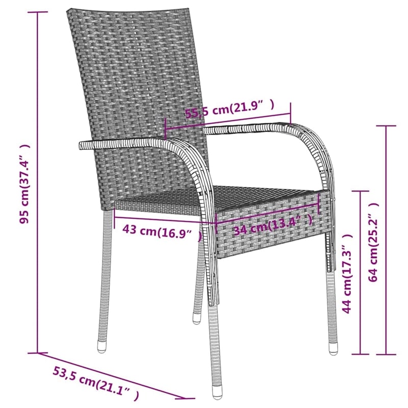 Afuera Living Contemporary Garden Dining Set in Brown and Black