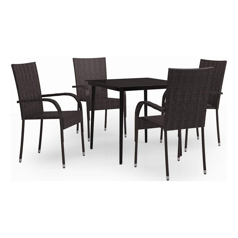 Afuera Living Contemporary Garden Dining Set in Brown and Black