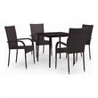 Afuera Living Contemporary Garden Dining Set in Brown and Black