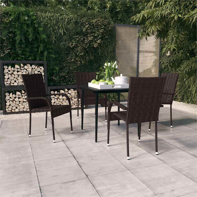Afuera Living Contemporary Garden Dining Set in Brown and Black