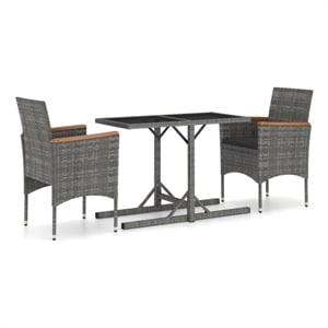 Afuera Living Contemporary Dining Set in Gray/Dark Gray/Natural