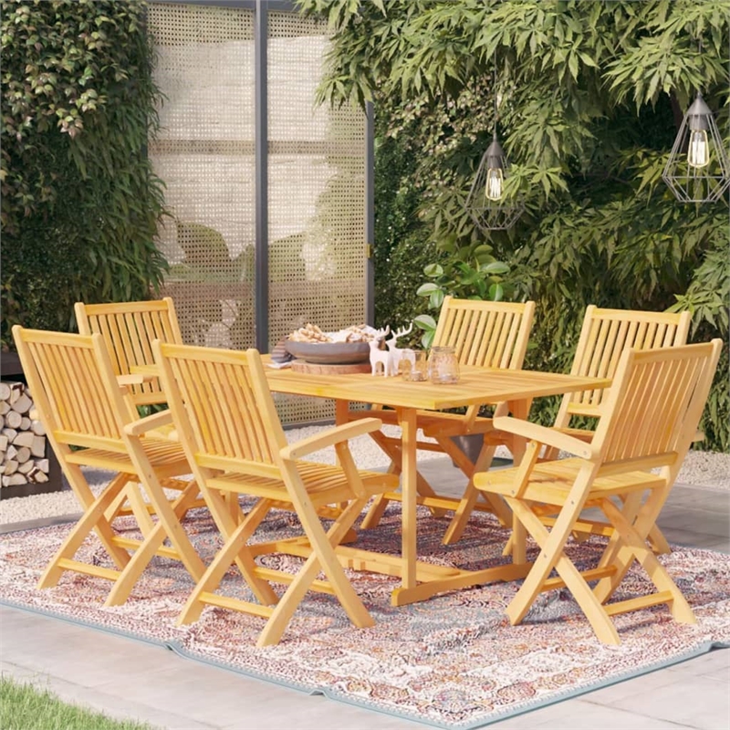 Afuera Living Contemporary Garden Dining Set in Warm Teak Brown