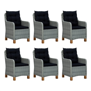 Afuera Living Contemporary Patio Dining Set in Light Gray/Black