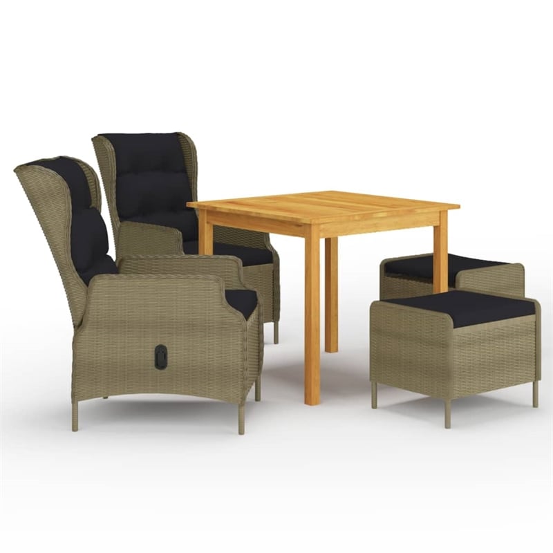 Afuera Living Contemporary Garden Dining Set in Brown and Black