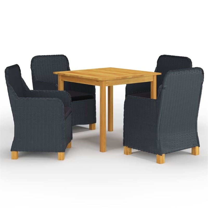 Afuera Living Contemporary Garden Dining Set in Dark Gray/Black