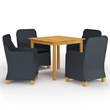 Afuera Living Contemporary Garden Dining Set in Dark Gray/Black