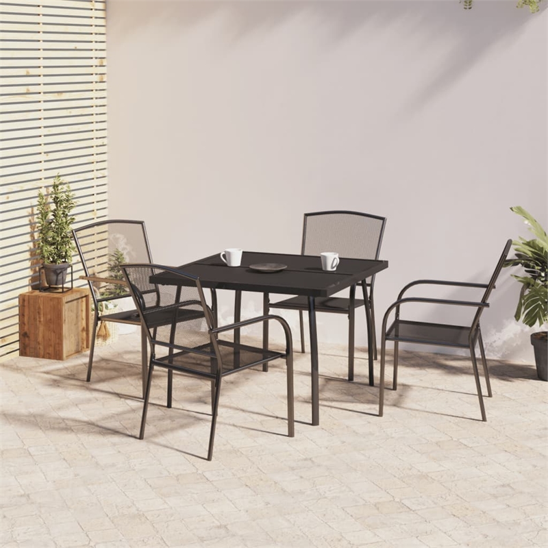 Afuera Living Contemporary Garden Dining Set in Anthracite/Gray