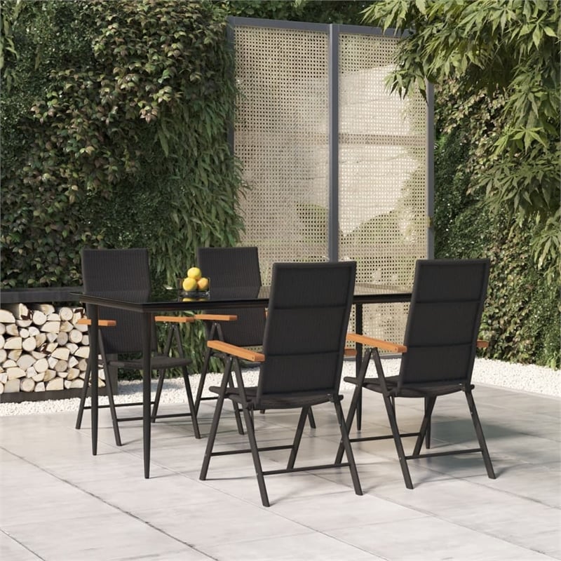 Afuera Living Contemporary Garden Dining Set in Black and Brown