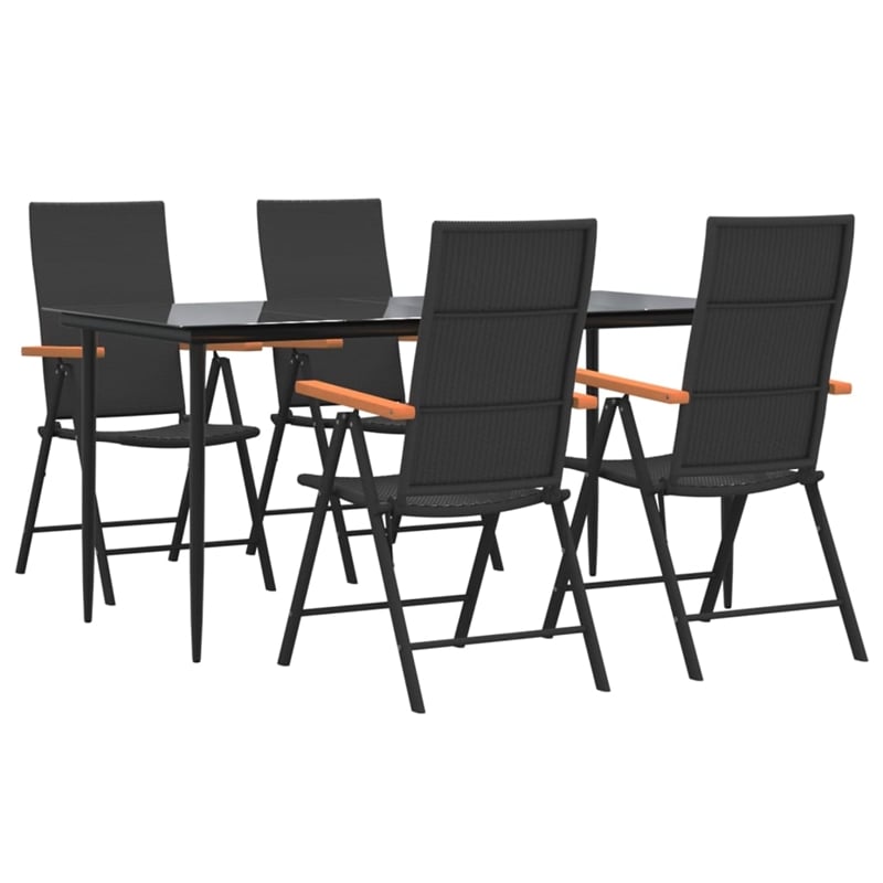 Afuera Living Contemporary Garden Dining Set in Black and Brown