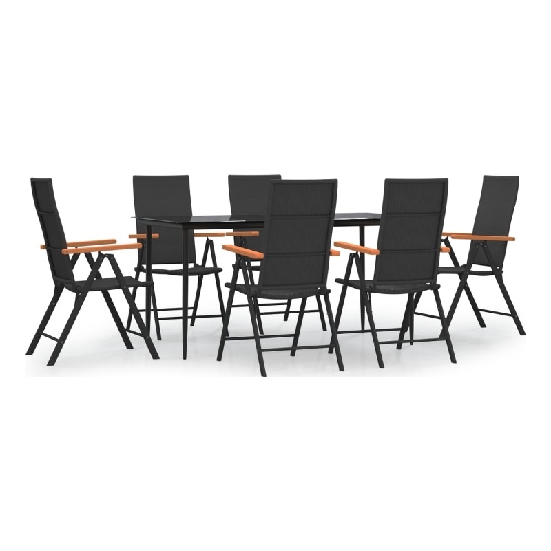 Afuera Living Contemporary Garden Dining Set in Black and Brown
