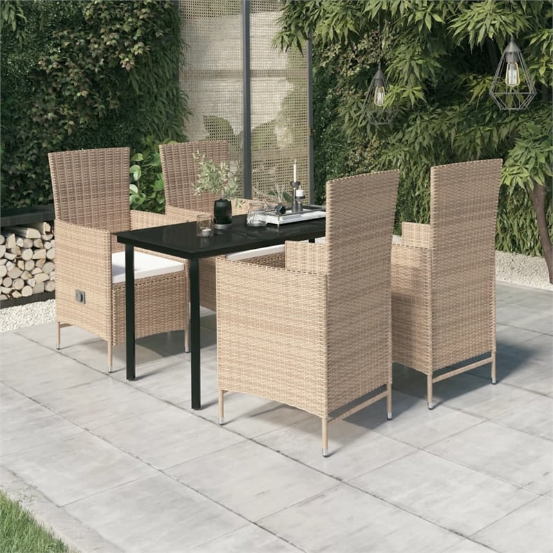 Afuera Living Contemporary Garden Dining Set in Beige and Black