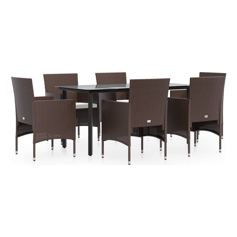 Afuera Living Contemporary Garden Dining Set in Brown and Black