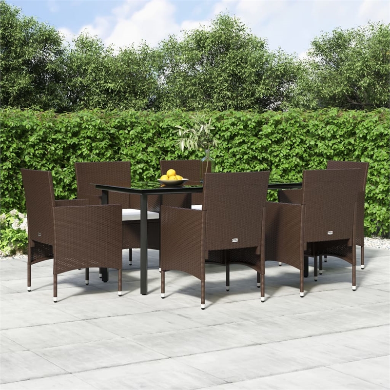 Afuera Living Contemporary Garden Dining Set in Brown and Black