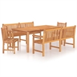 Afuera Living Contemporary Garden Dining Set Natural Teak/Brown