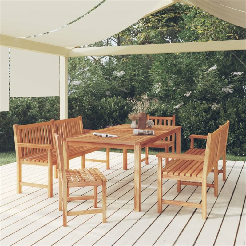 Afuera Living Contemporary Garden Dining Set Natural Teak/Brown