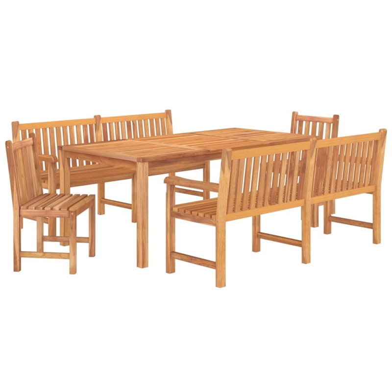 Afuera Living Contemporary Garden Dining Set Natural Teak/Brown