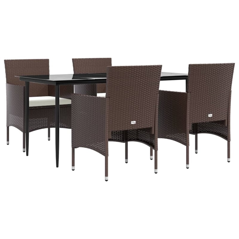 Afuera Living Contemporary Garden Dining Set in Brown and Black