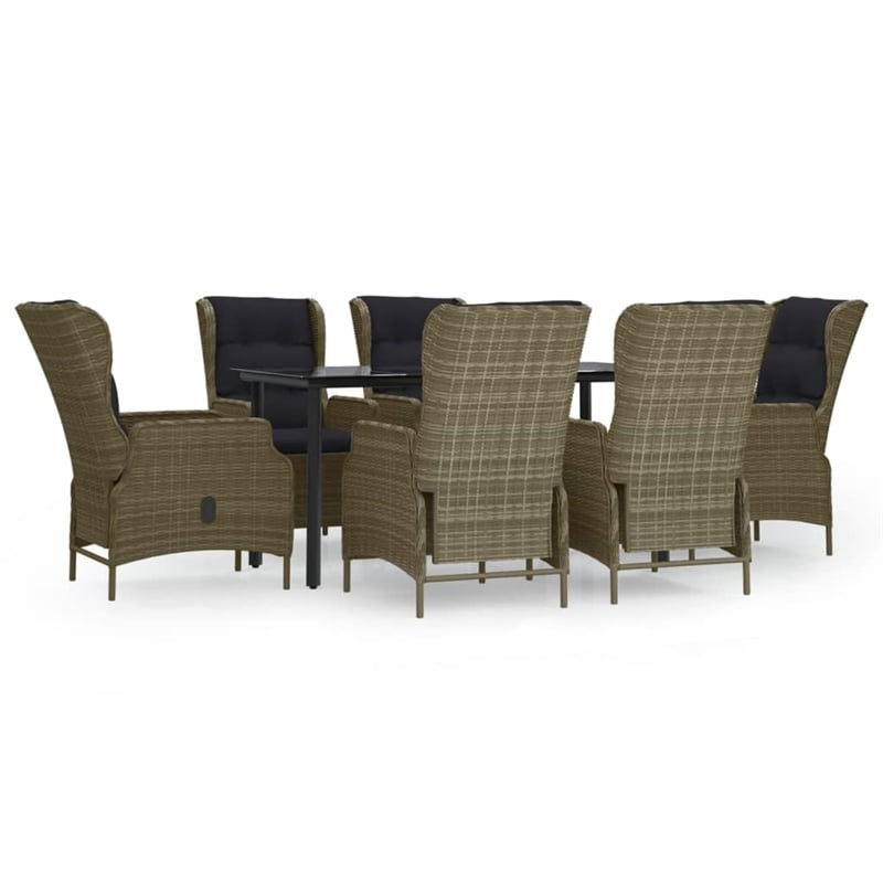 Afuera Living Contemporary Garden Dining Set in Brown and Black