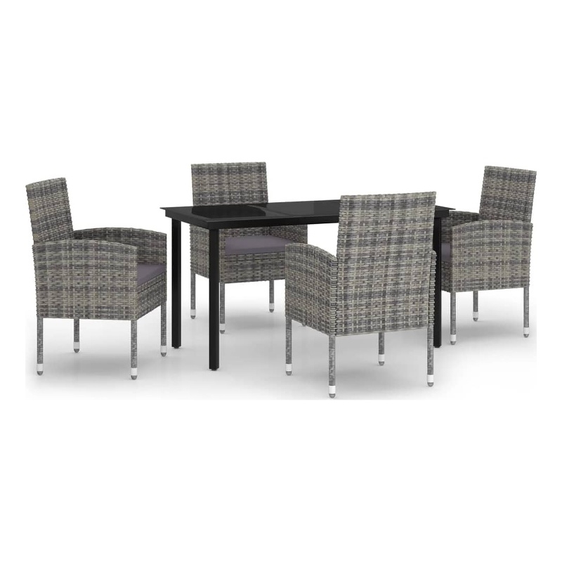 Afuera Living Contemporary Garden Dining Set in Anthracite/Gray