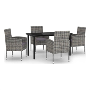 Afuera Living Contemporary Garden Dining Set in Anthracite/Gray