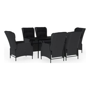 Afuera Living Contemporary Garden Dining Set in Dark Gray/Black