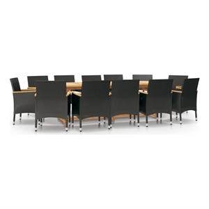 Afuera Living Contemporary Garden Dining Set in Black and Cream