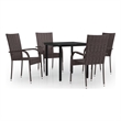 Afuera Living Contemporary Garden Dining Set in Brown and Black