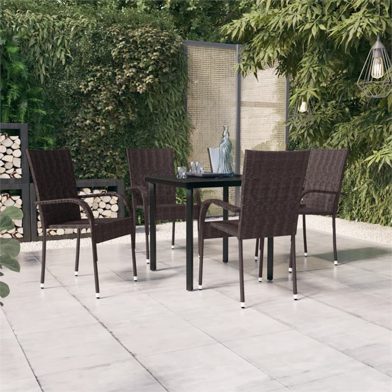 Afuera Living Contemporary Garden Dining Set in Brown and Black