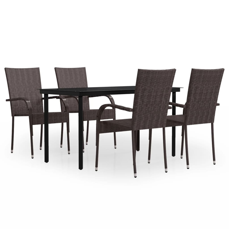 Afuera Living Contemporary Garden Dining Set in Brown and Black