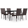 Afuera Living Contemporary Garden Dining Set in Brown and Black